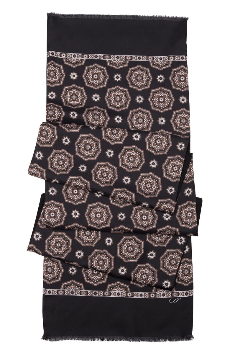 Elizabetta Jove - Wool Backed Silk Scarf for Men, Alternate, color, Black And Brown