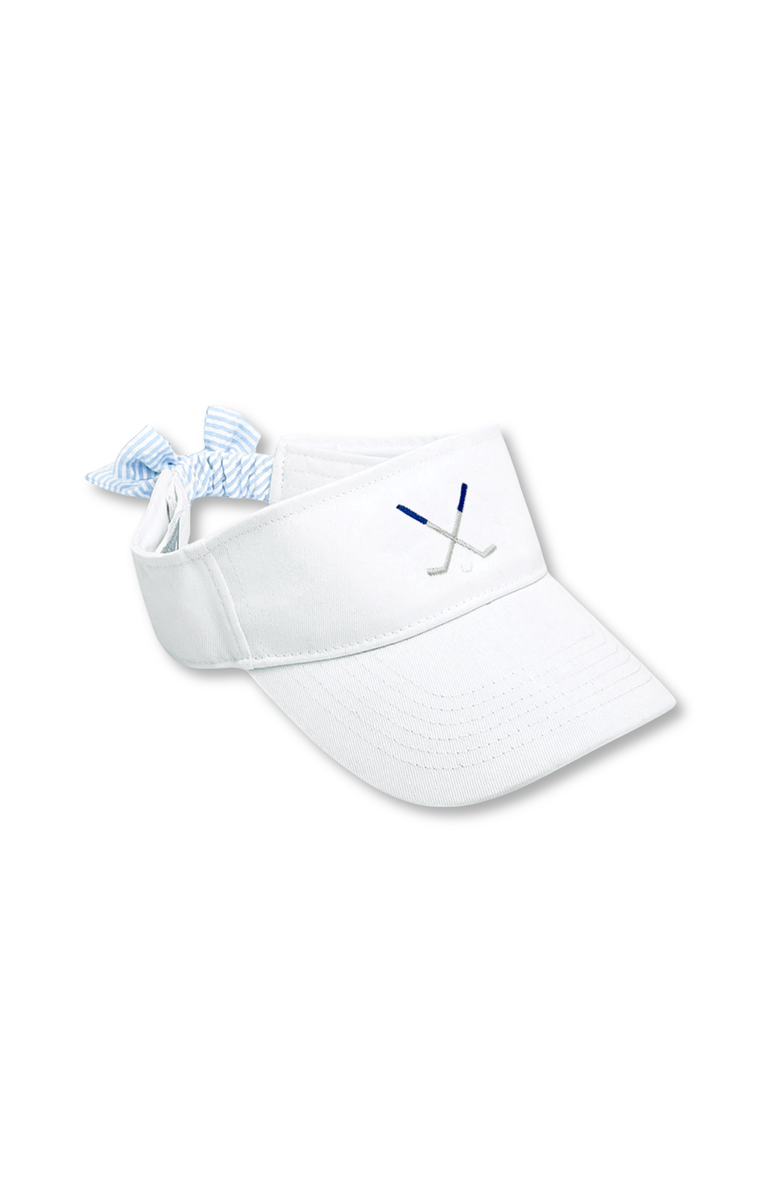Bits & Bows Golf Clubs Twill Bow Visor, Main, color, White