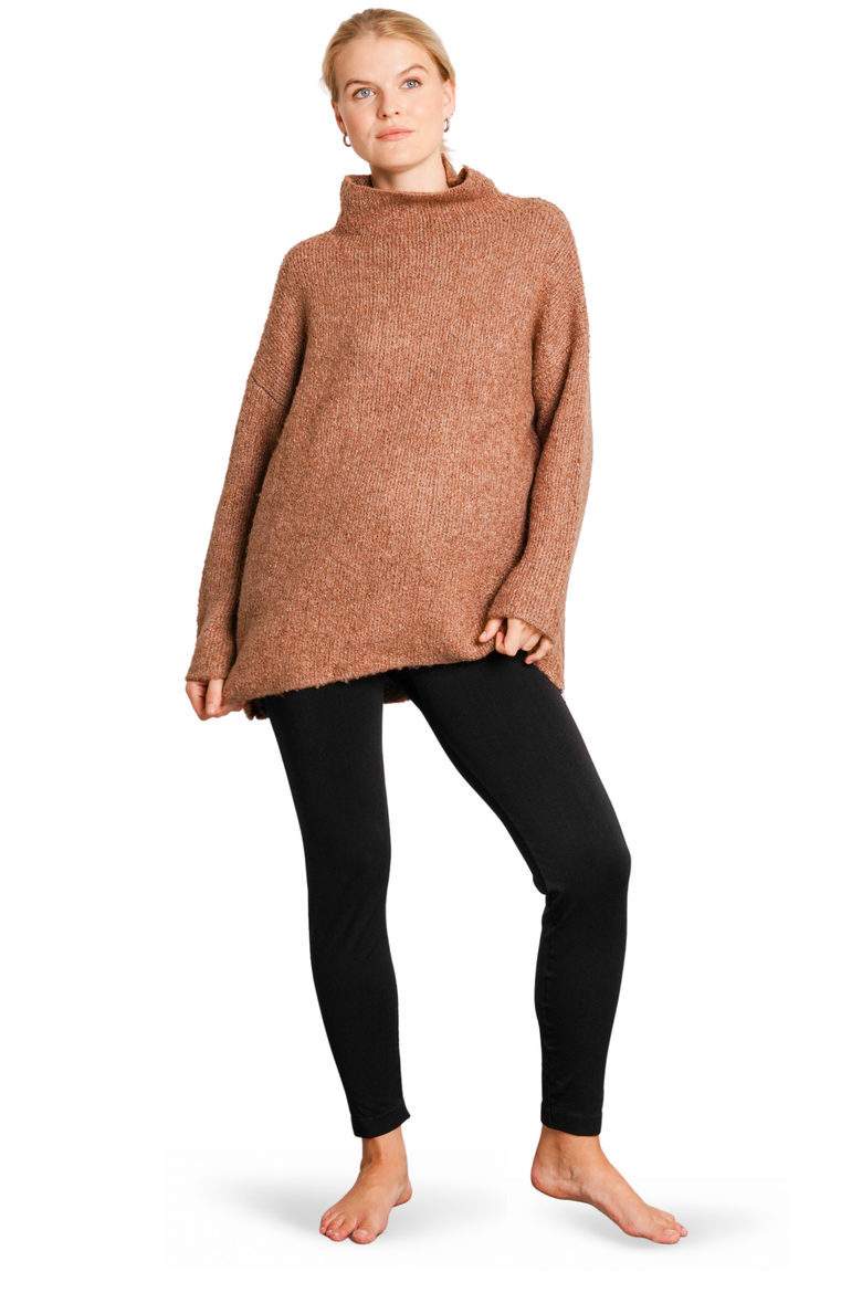 Lia Maternity & Nursing Turtleneck Sweater, Alternate, color, MOCHA
