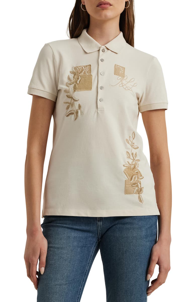 Lauren Ralph Lauren Indie Stretch Piqué Polo, Main, color, 
