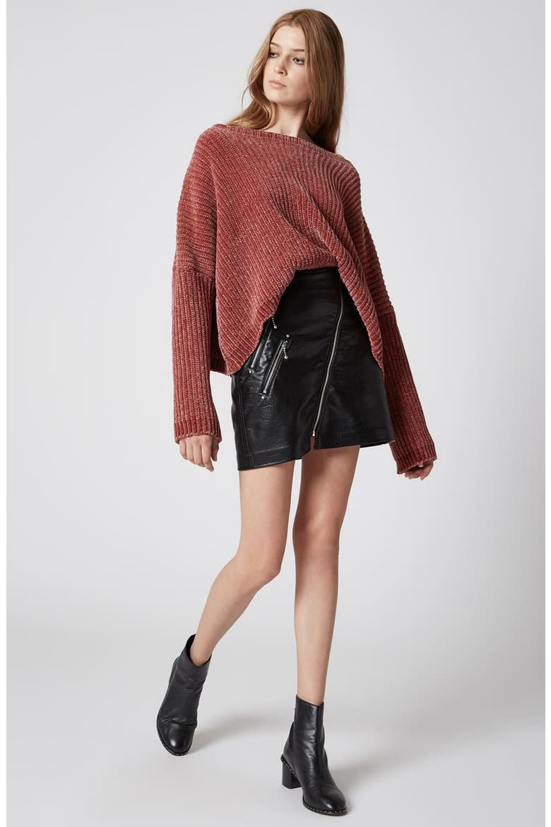 Chenille Off the Shoulder Sweater, Alternate, color, ROSE QUARTZ