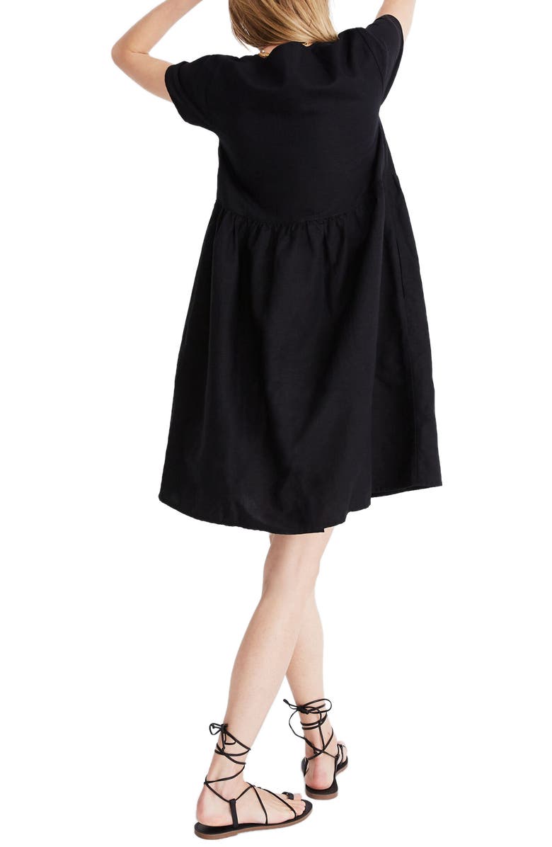 Madewell V-Neck Button Front Linen Blend Minidress, Alternate, color,