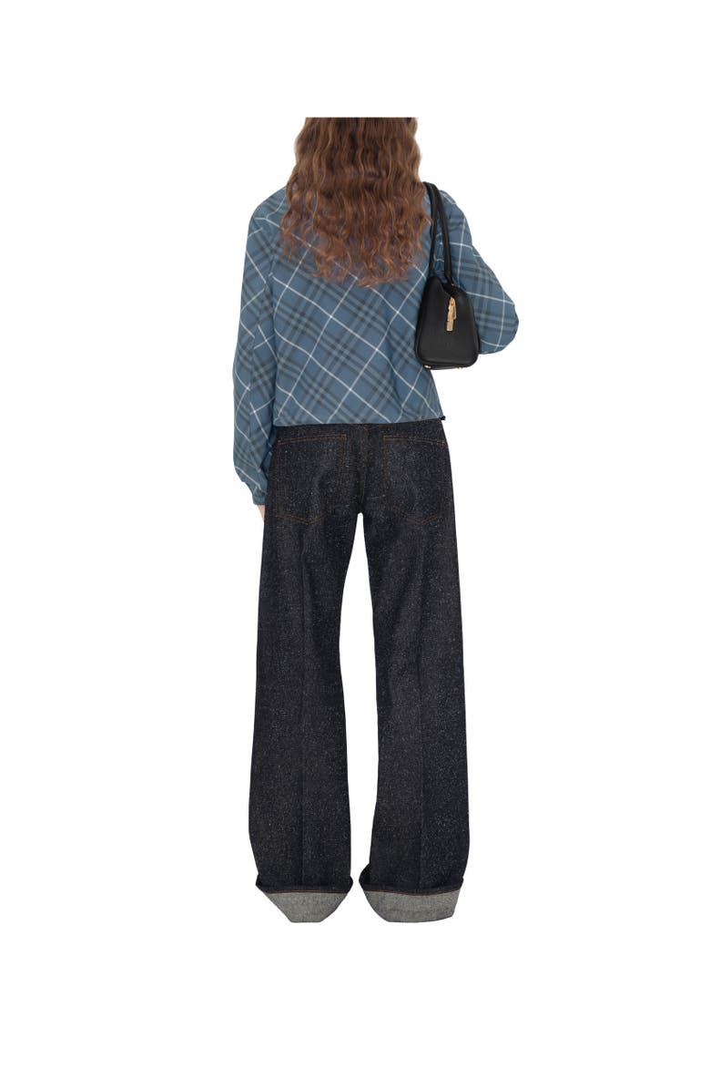 Burberry Cropped Reversible Check Hooded Jacket, Alternate, color, Pewter