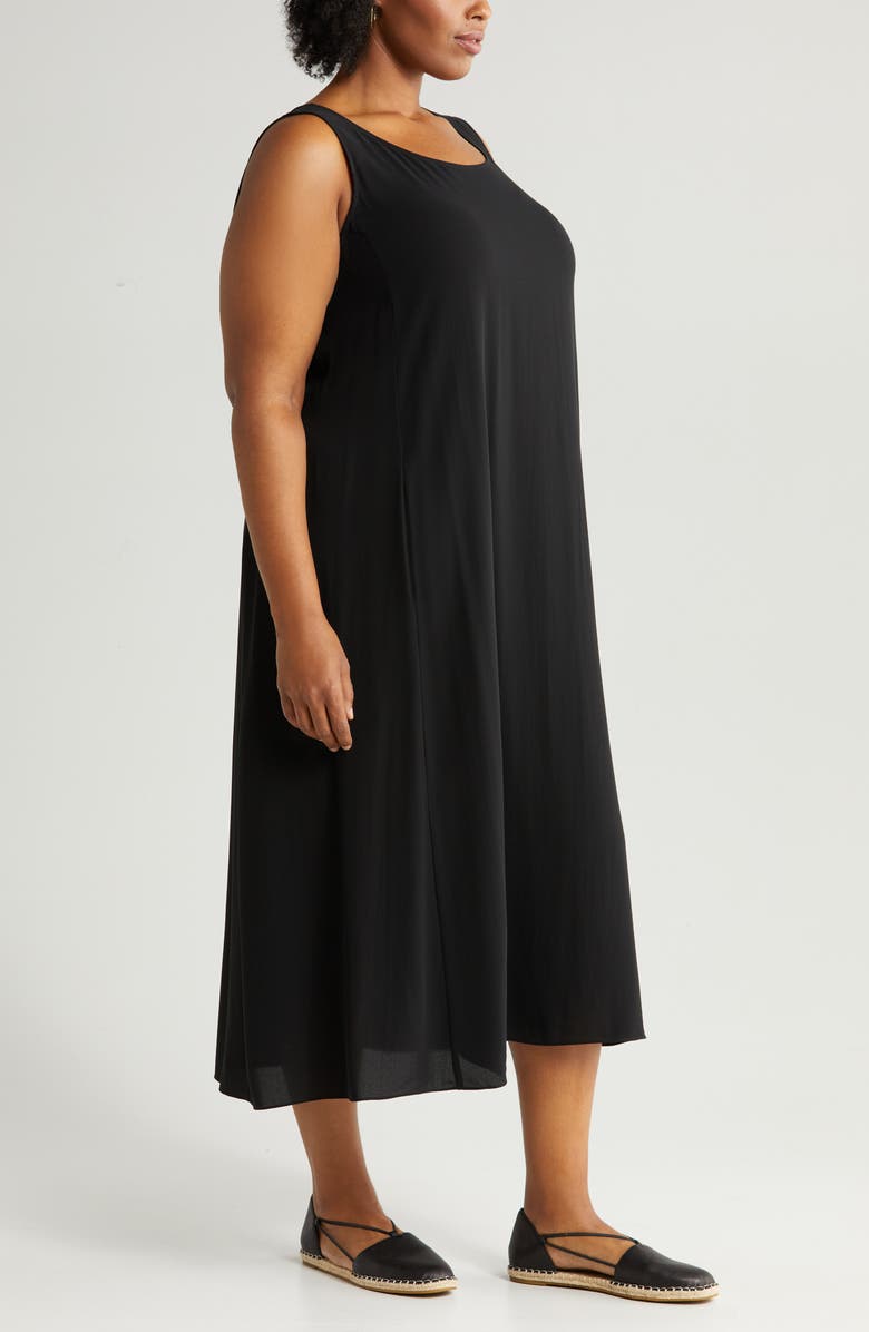 Eileen Fisher Scoop Neck Silk Midi Dress, Alternate, color,