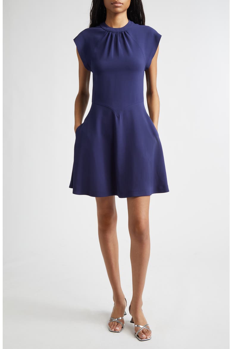 Gathered Cap Sleeve Dress, Main, color, INDIGO