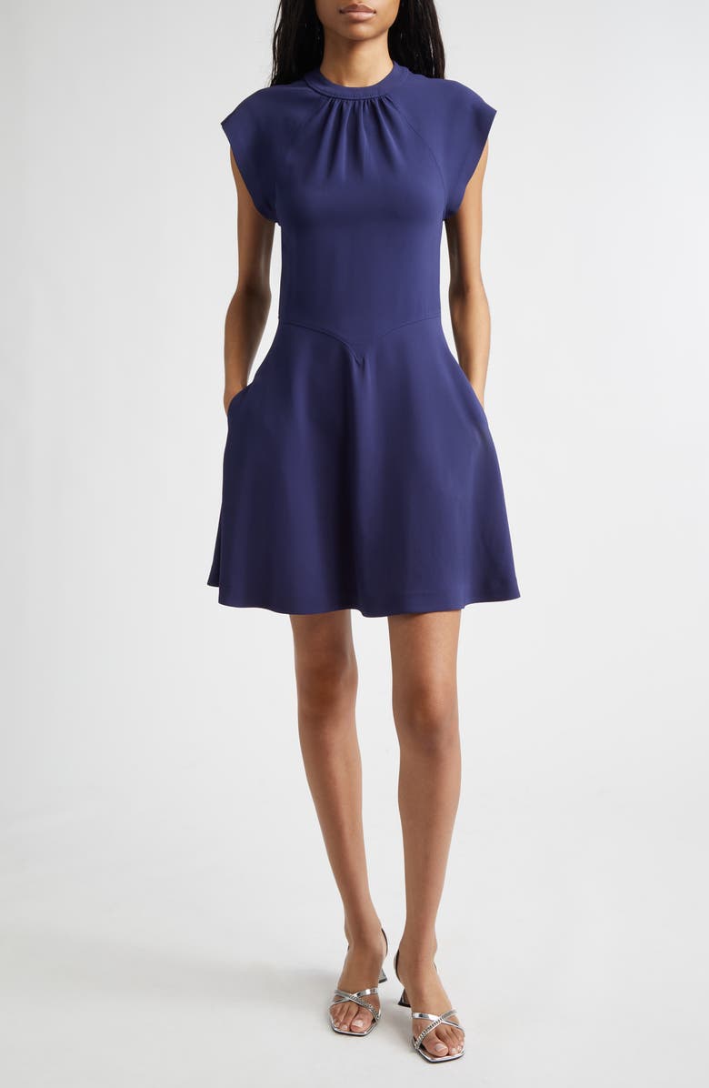 Stella McCartney Gathered Cap Sleeve Dress, Main, color, Indigo