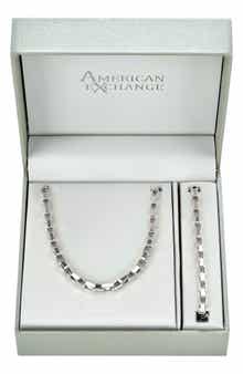 Men's Elongated Box Link Necklace & Bracelet Set