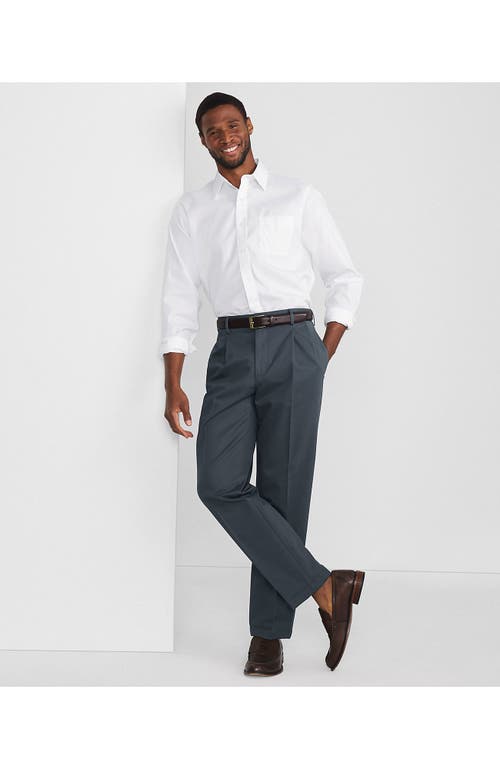 Lands' End Solid No Iron Supima Pinpoint Straight Collar Dress Shirt In White