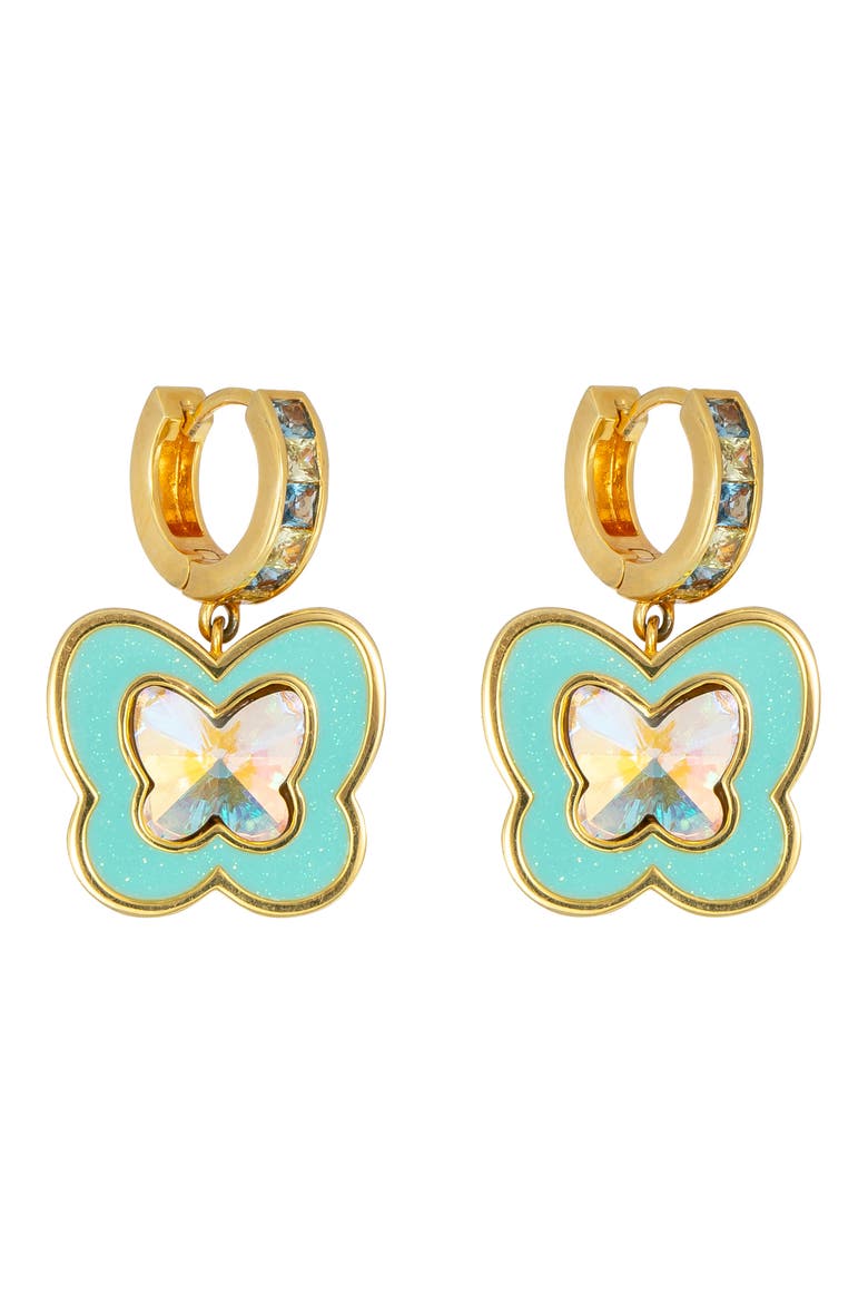 Ziggy Butterfly Drop Earrings, Main, color, BLUE GLITTER/CRYSTAL/CUBIC ZIR