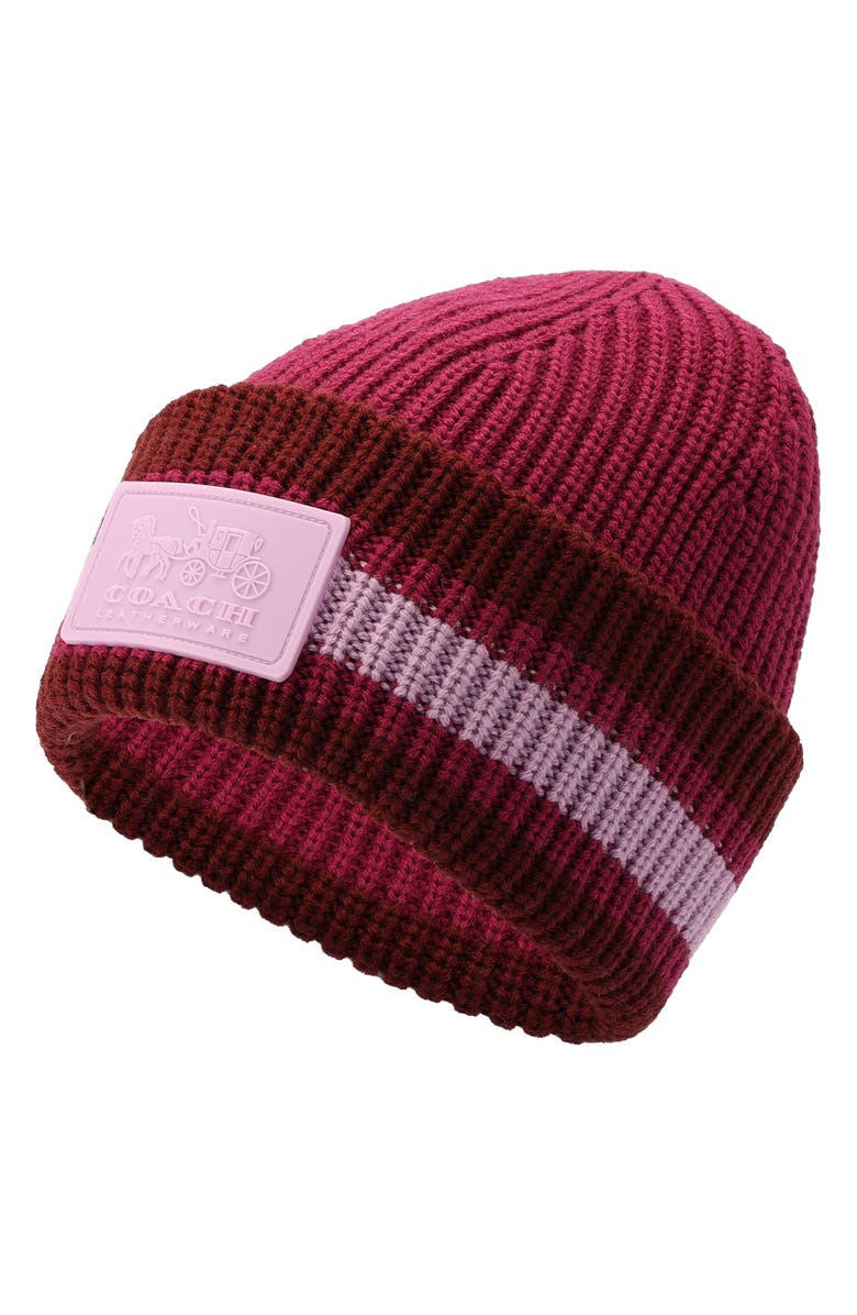 COACH Varsity Stripe Knit Beanie, Alternate, color, 