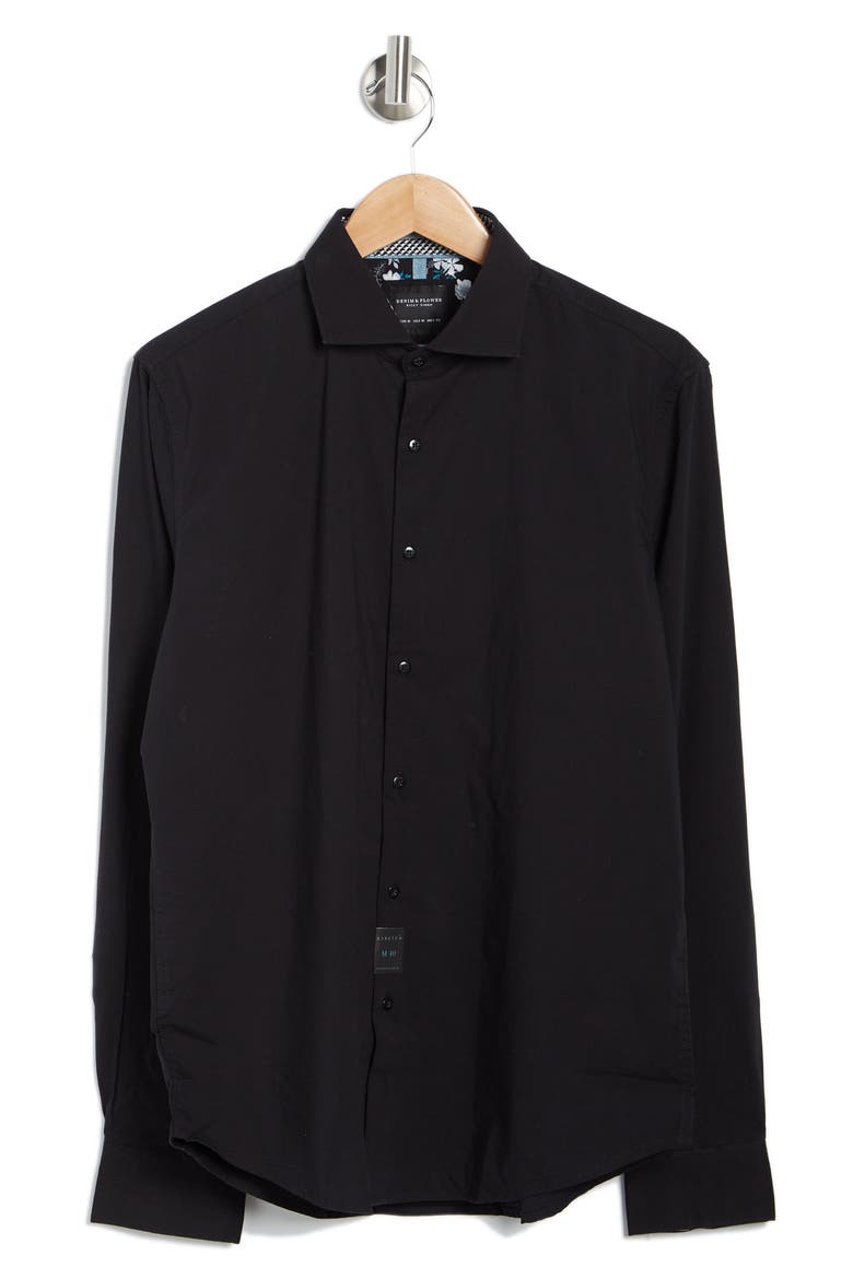 Tech Long Sleeve Button-Up Shirt, Alternate, color, BLACK