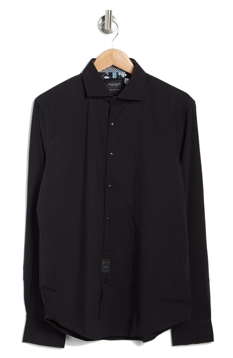 DENIM AND FLOWER Tech Long Sleeve Button-Up Shirt, Alternate, color, Black