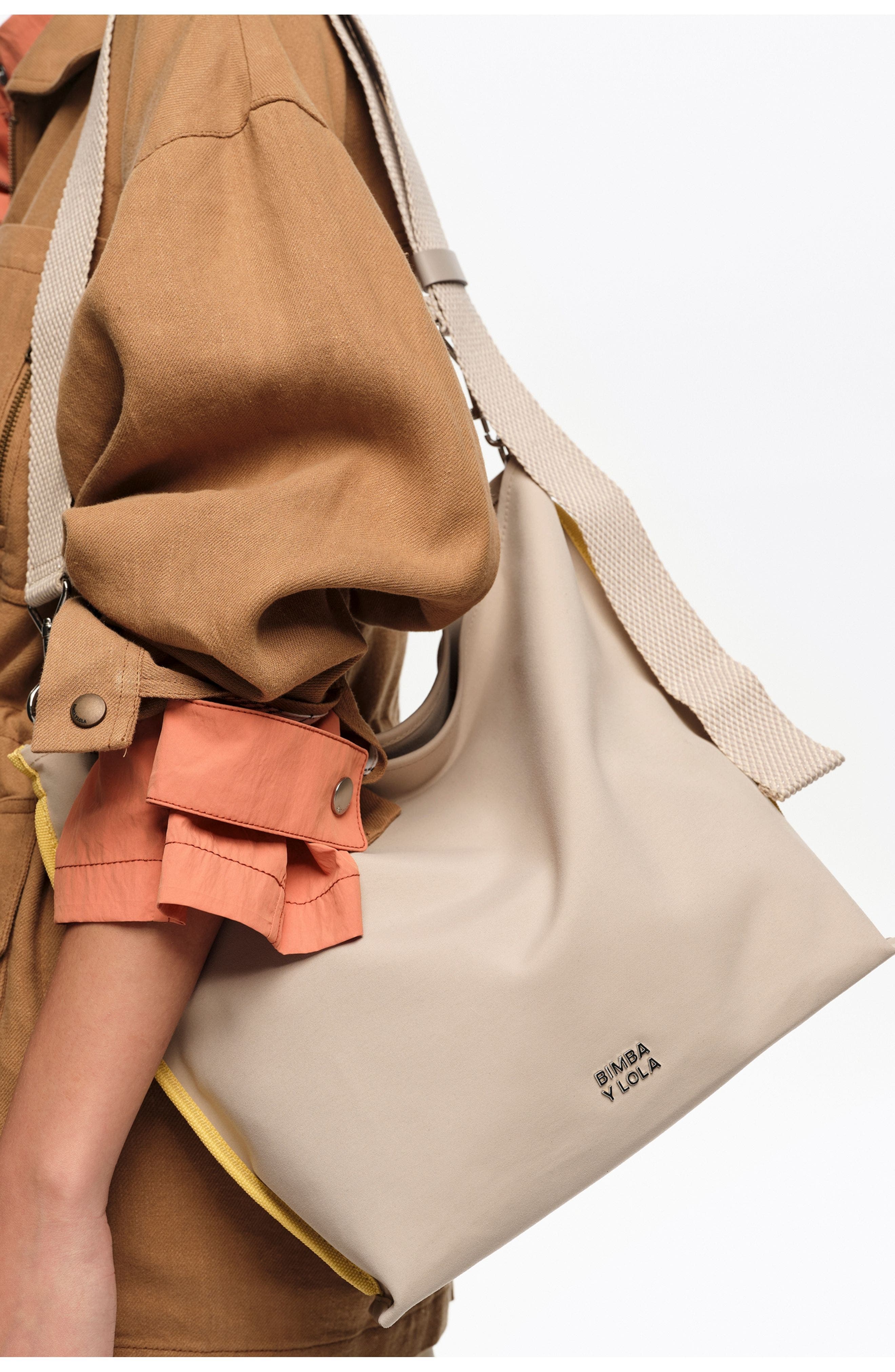 Medium Gabardine Carlino bag, Alternate, color, SAND