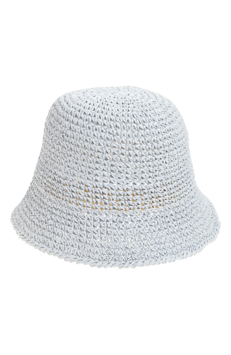 BP. Crochet Stitch Straw Bucket Hat, Main, color, Blue