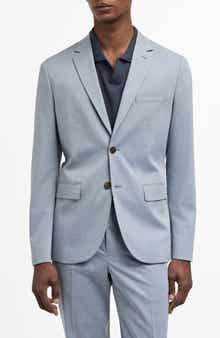 MANGO Superslim Fit Light Blue Stretch Sport Coat