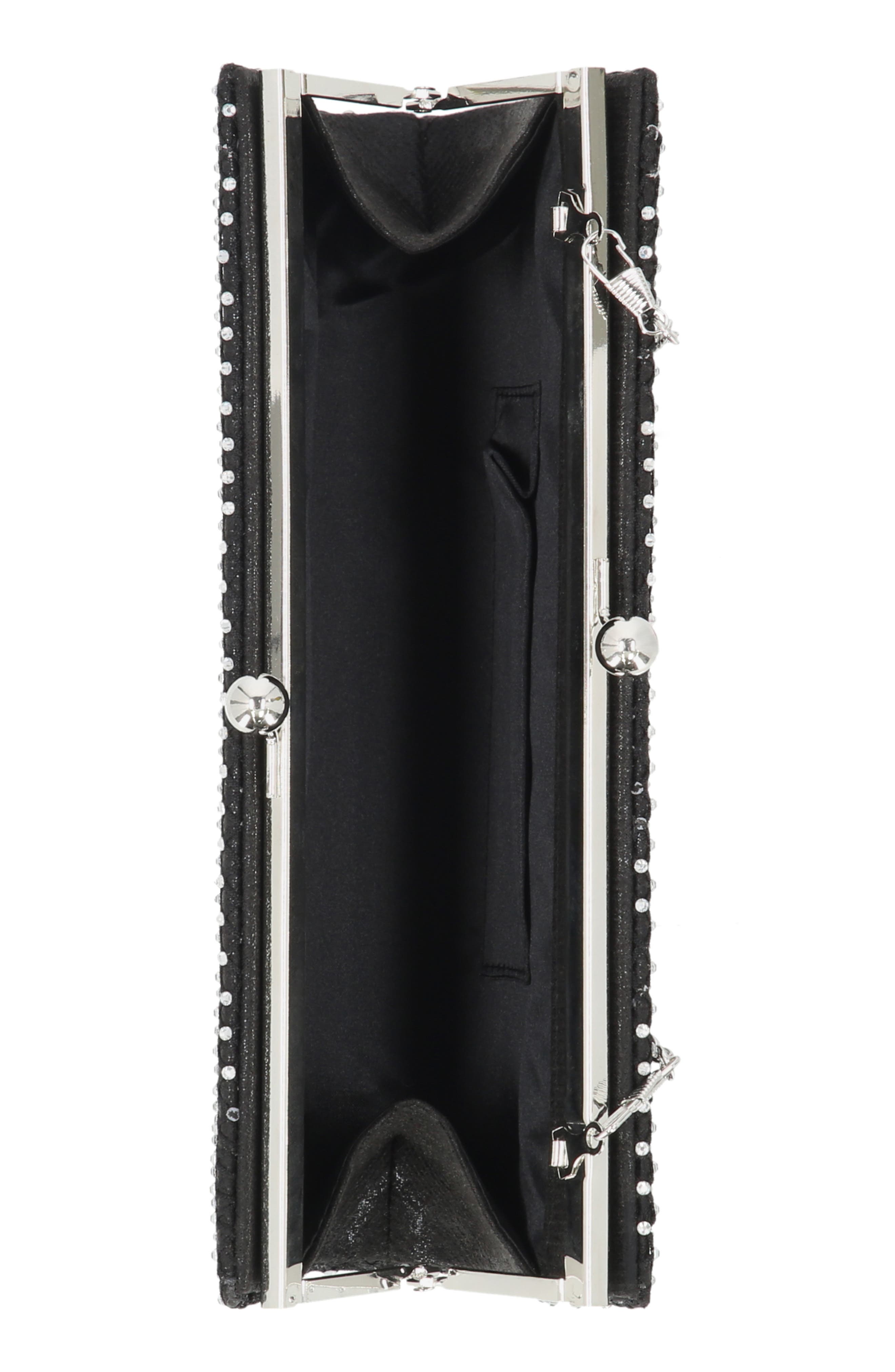 Jessica McClintock Jean Crystal Embellished Clutch, Alternate, color, Black