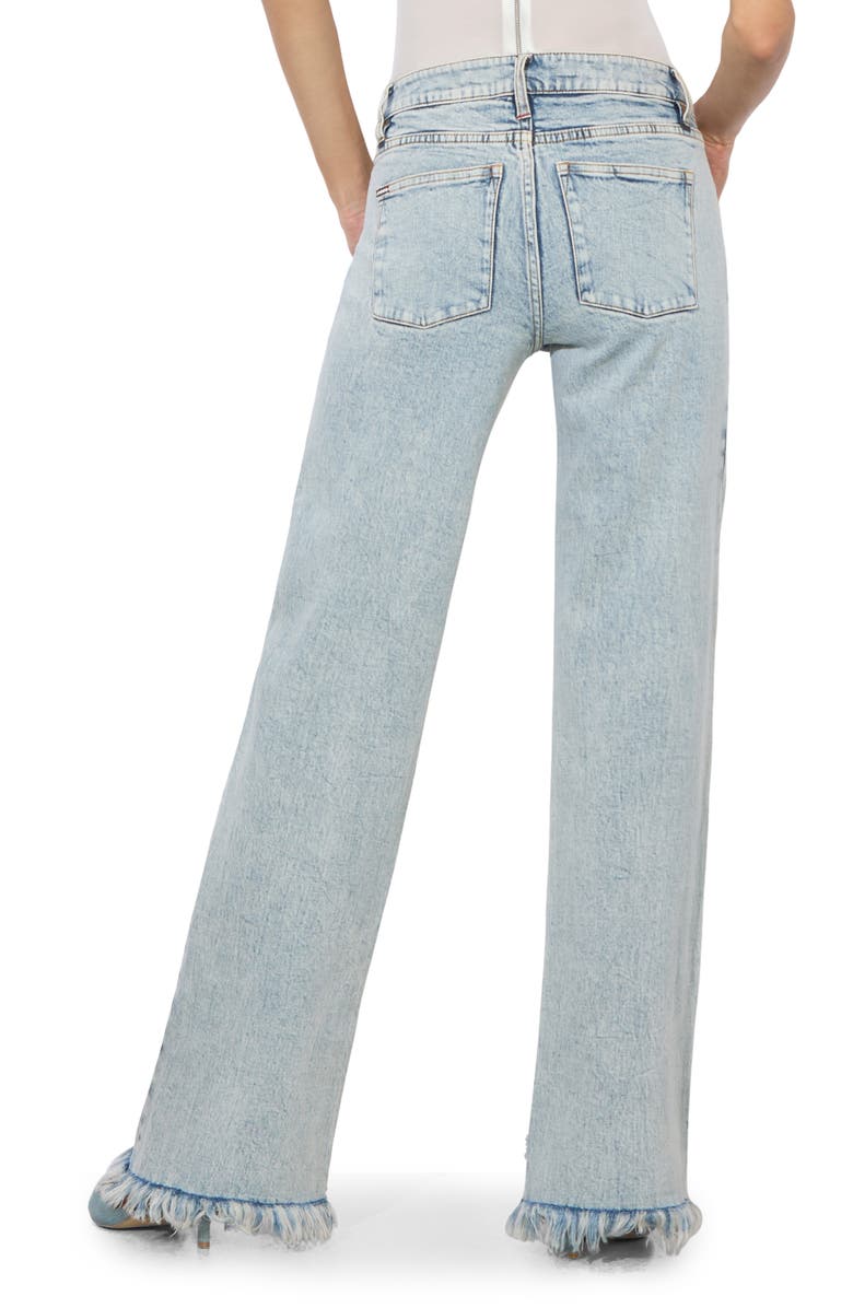 Alice + Olivia Roxie Floral Embellished Low Rise Flare Jeans, Alternate, color, 