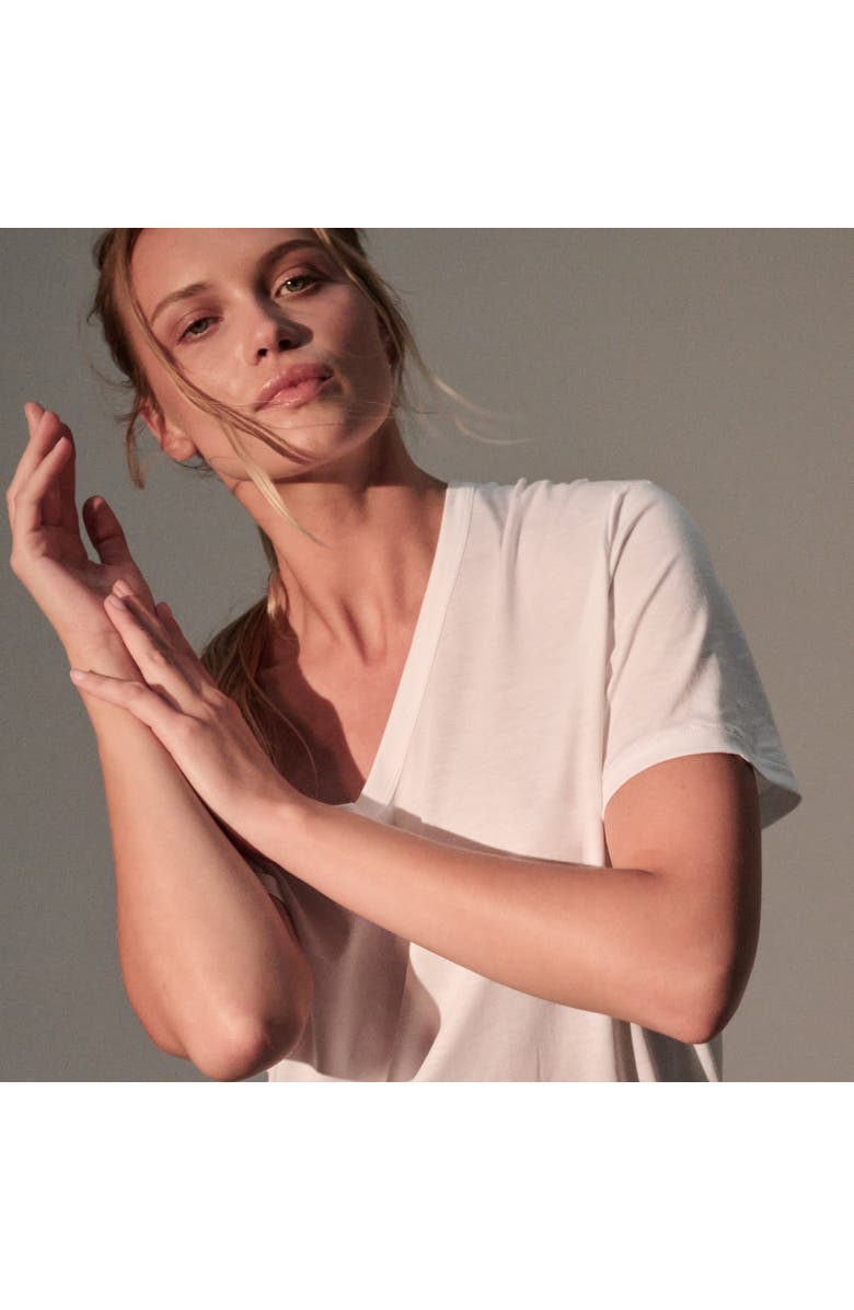 Majestic Filatures Lyocell Cotton Semi Relaxed Short Sleeve V-Neck T-Shirt, Alternate, color, Blanc