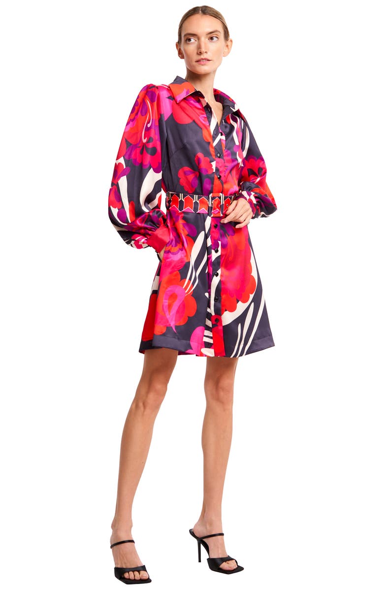 CIEBON Billy Floral Print Long Sleeve Shirtdress, Alternate, color, 