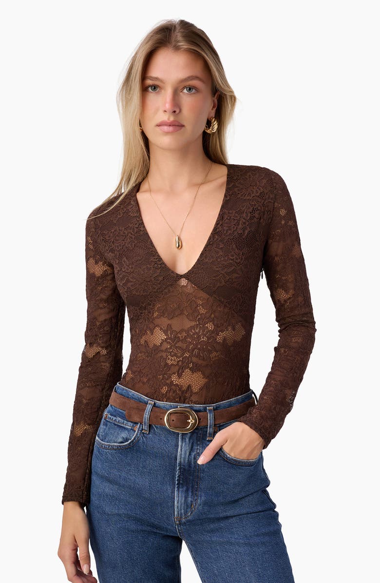 CAMI NYC Nami Lace Bodysuit, Alternate, color, Sable