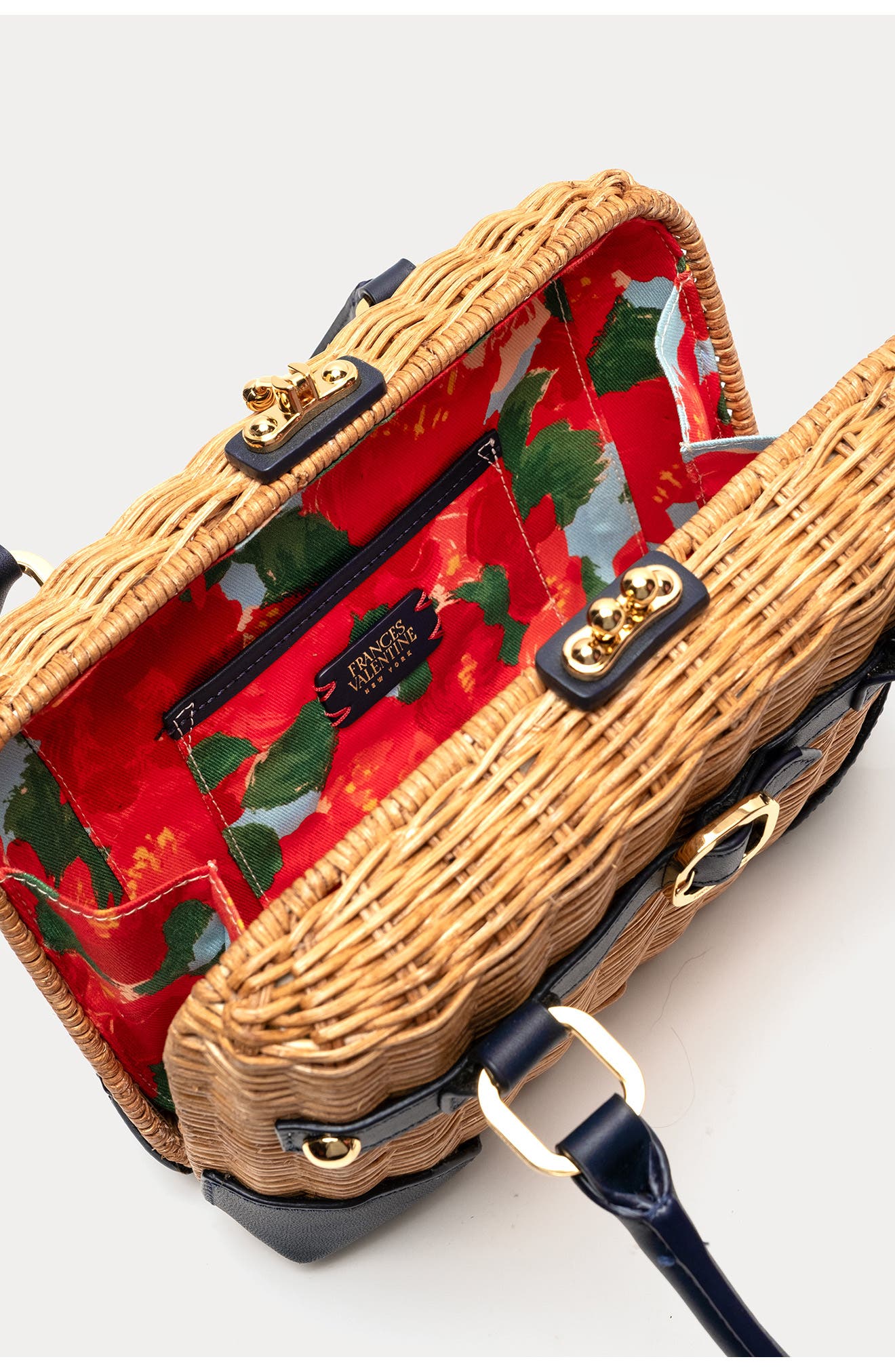 Lady Basket Wicker Handheld Bag, Alternate, color, NAVY