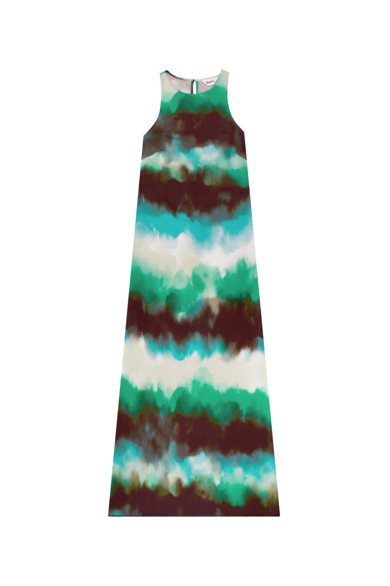 Sleeveless Print Maxi Dress, Alternate, color, Green Watercolour