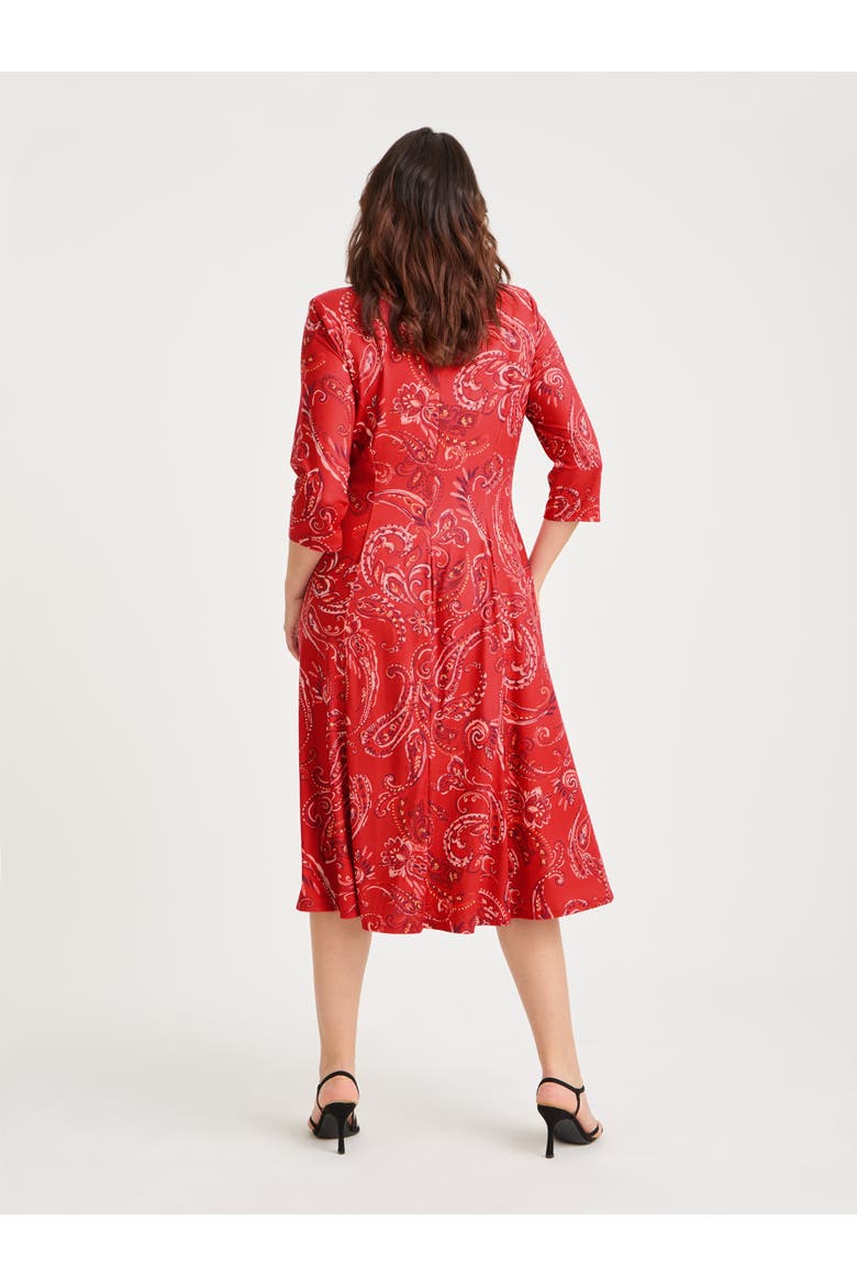 Claudia Peach Touch Knot Front Dress, Alternate, color, Red Paisley