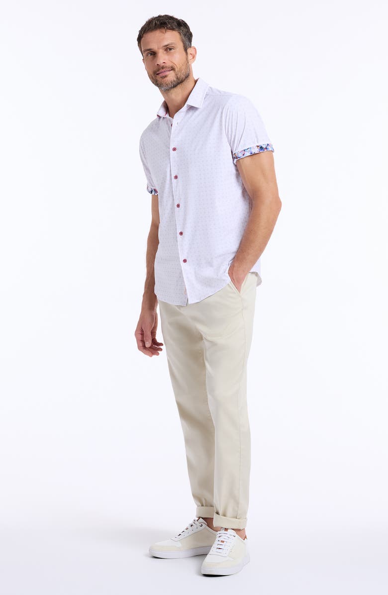 Robert Graham Brompton Knit Short Sleeve Button-Up Shirt, Alternate, color, Lilac