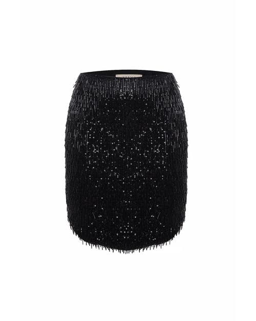 Theo The Label Kleio Sequin Skirt In Black