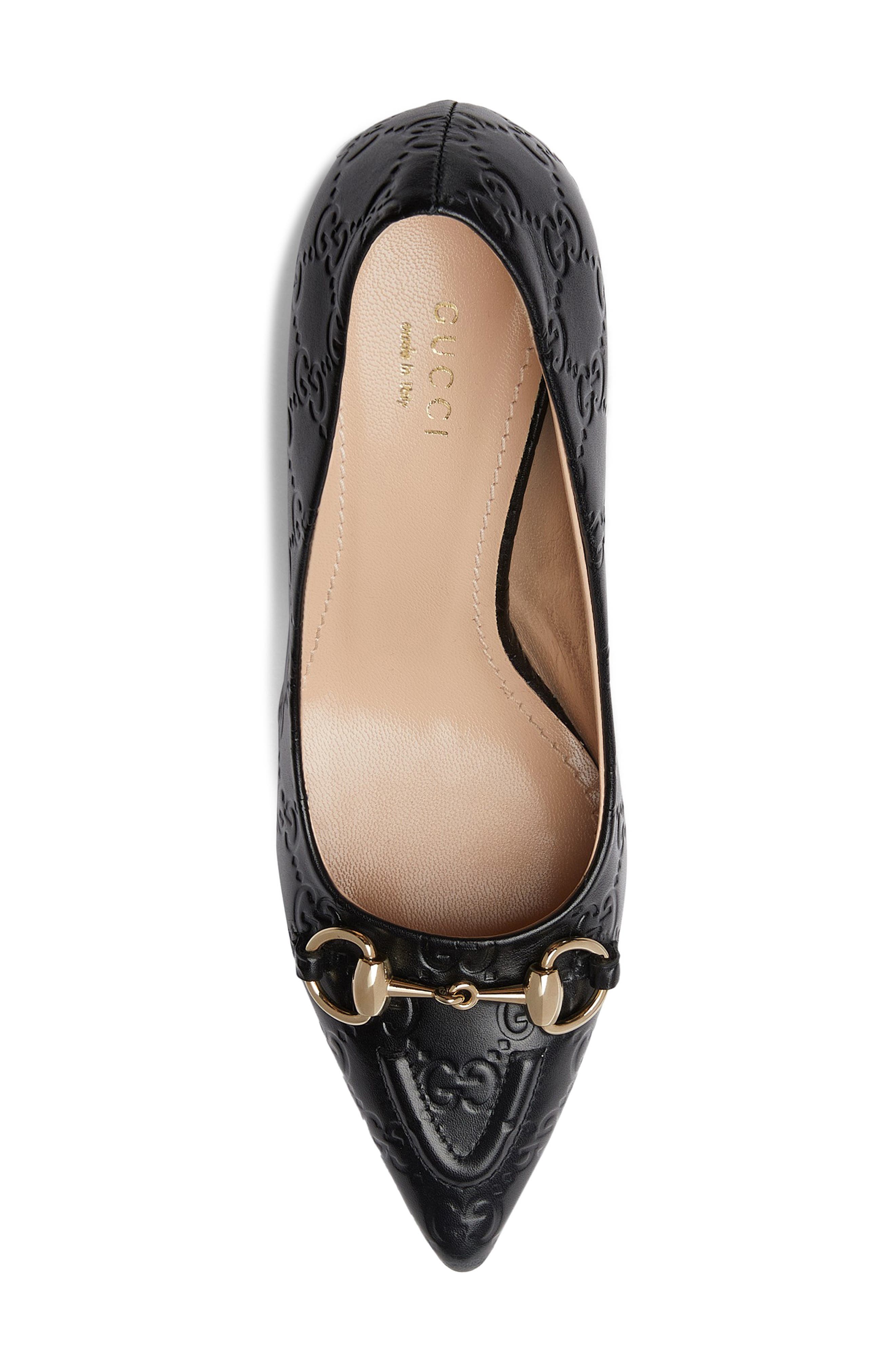 Gucci Erin Horsebit GG Embossed Leather Pump, Alternate, color, Black