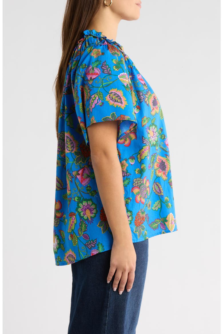 Anabelle Darthy Floral Flutter Sleeve Top, Alternate, color, BLUE-PINK