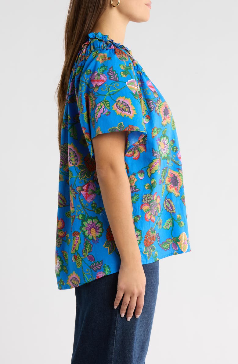 SUGARLIPS Anabelle Darthy Floral Flutter Sleeve Top, Alternate, color, Blue-Pink