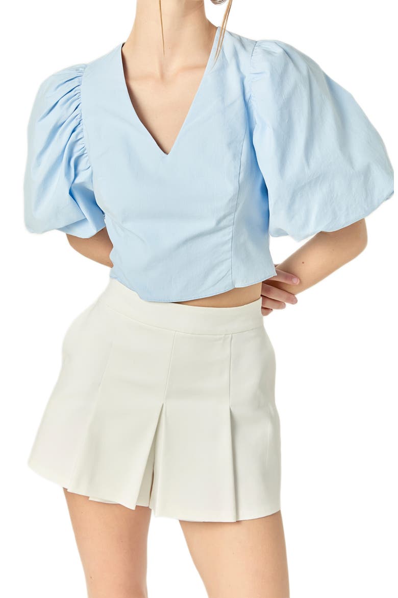 V-Neck Crop Top, Main, color, POWDER BLUE