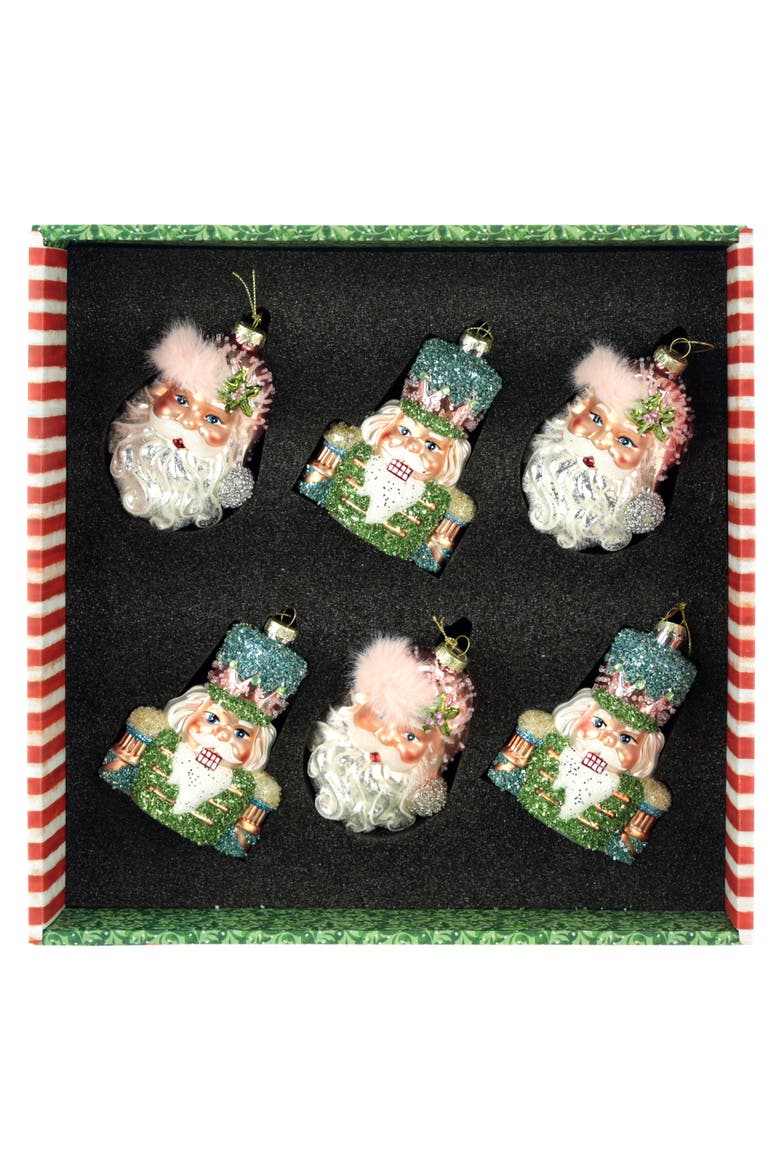 Santa and Nutcracker Ornament, Box of 6, Alternate, color, Teal