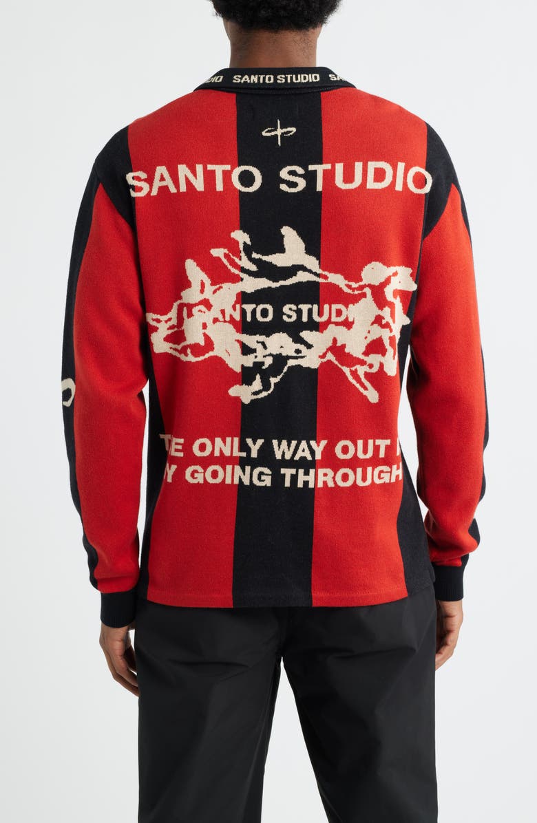 SANTO STUDIO x Miguel Harichi Stripe Johnny Collar Sweater, Alternate, color, Red