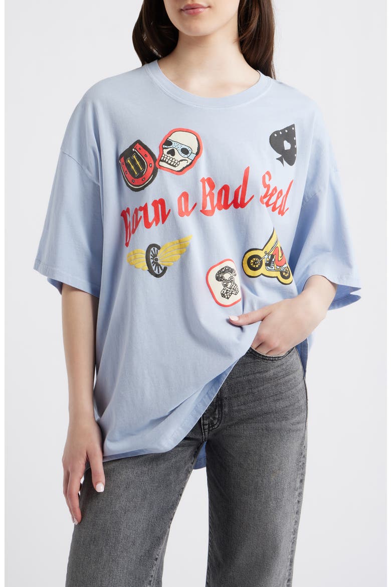 Born a Bad Seed Graphic Oversized T-shirt, Main, color, SKY WAY BLUE