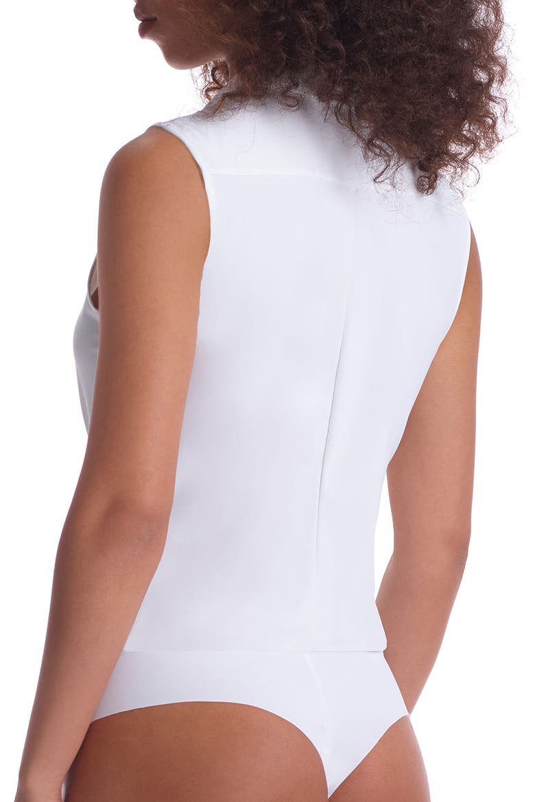 Sleeveless Button-Up Bodysuit, Alternate, color, WHITE