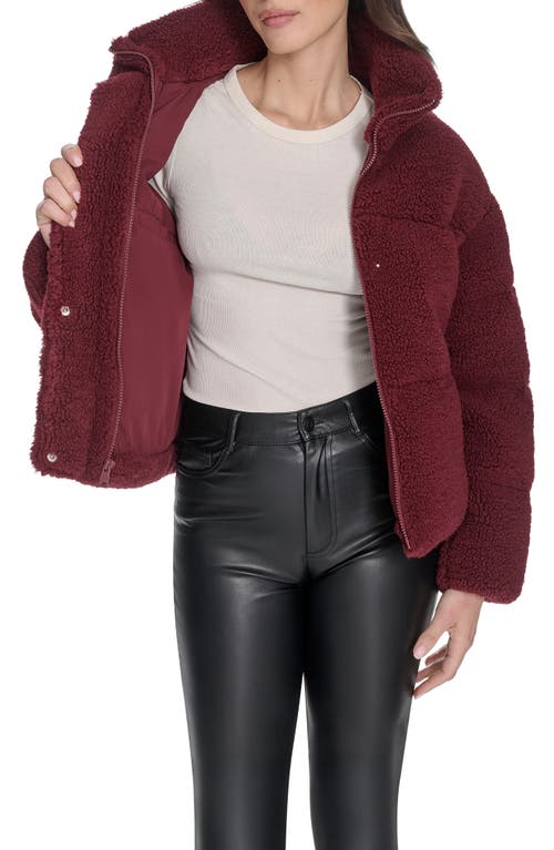 Levi's Western Faux Shearling Puffer Jacket In Burgundy
