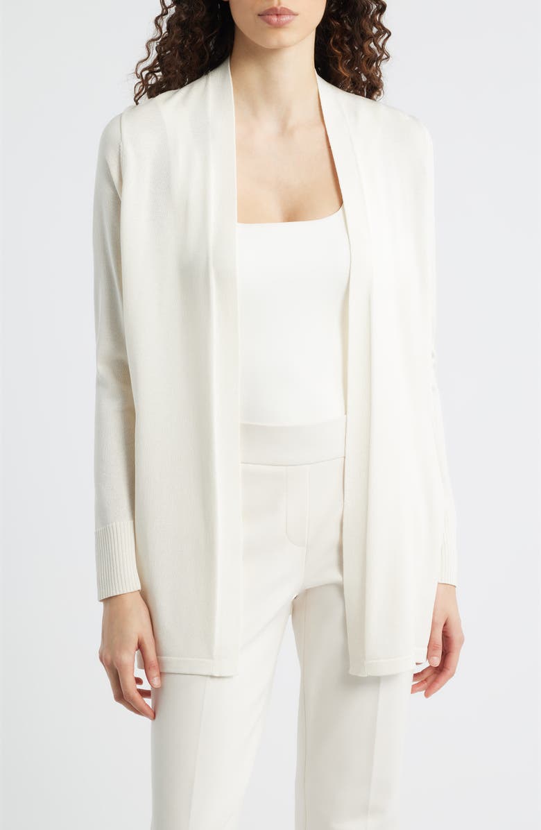 Anne Klein Kissing Front Pocket Cardigan, Main, color, White Dove