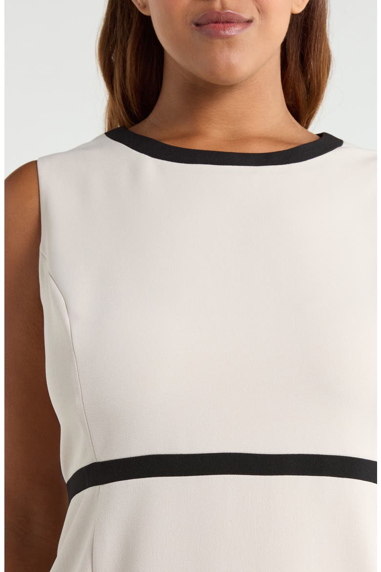 Sleeveless Stretch Crepe Sheath Dress, Alternate, color, PARCHMENT/ BLACK