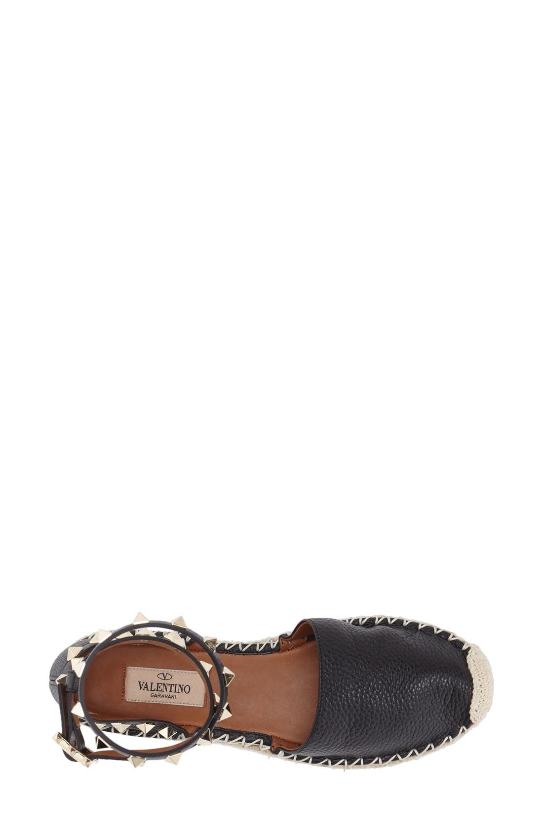 Valentino Garavani 'Rockstud' Ankle Strap Espadrille, Alternate, color, 