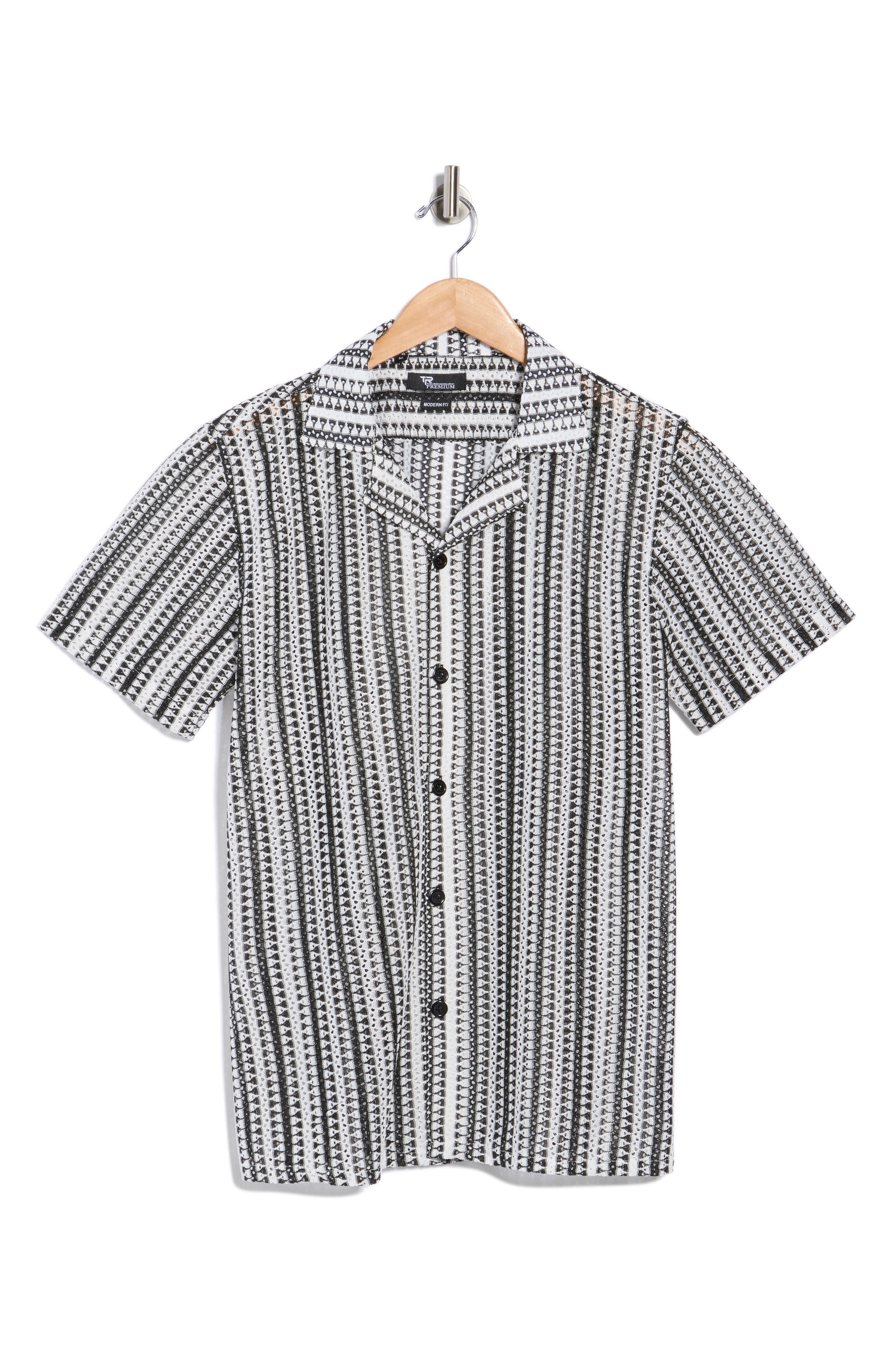 T.R. PREMIUM Modern Fit Textured Camp Shirt