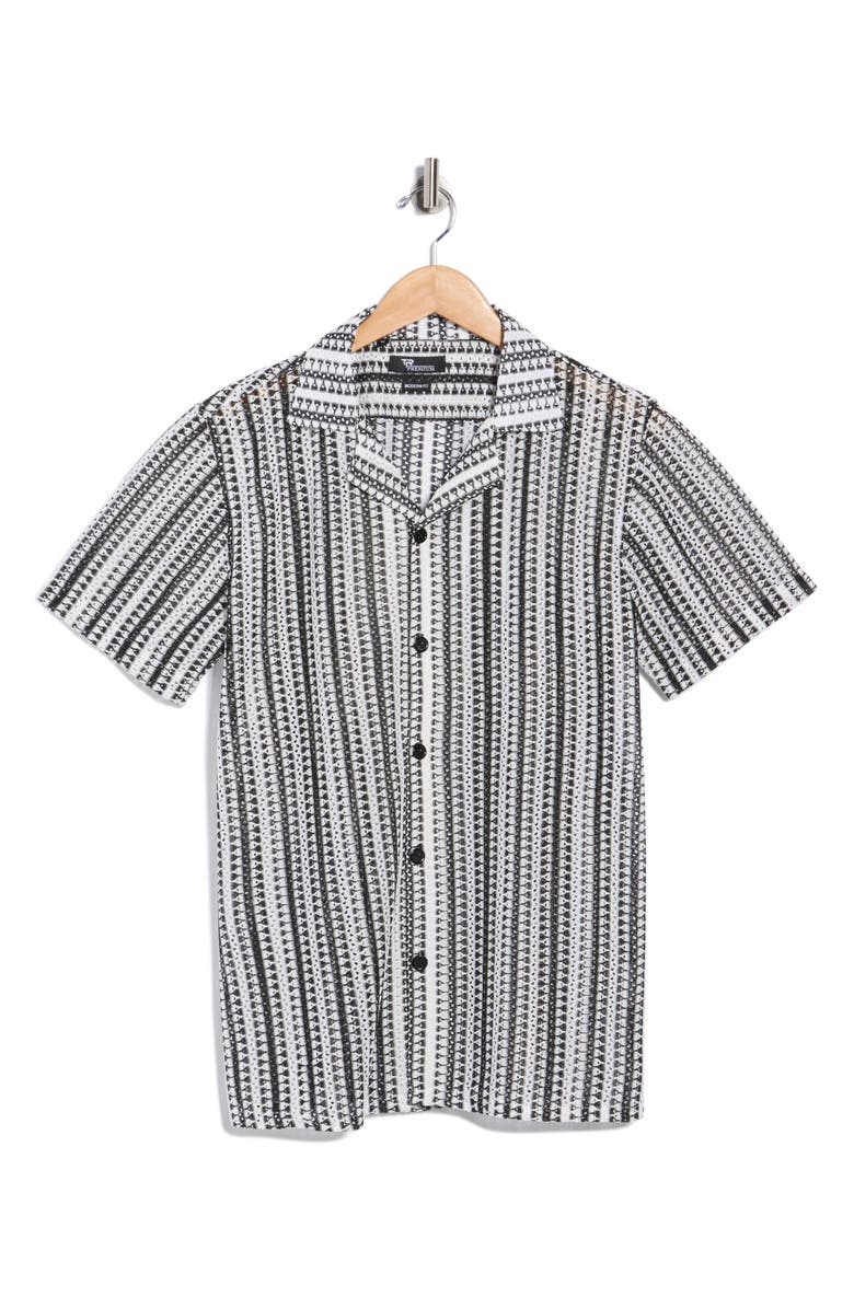 T.R. PREMIUM Modern Fit Textured Camp Shirt, Main, color, Black