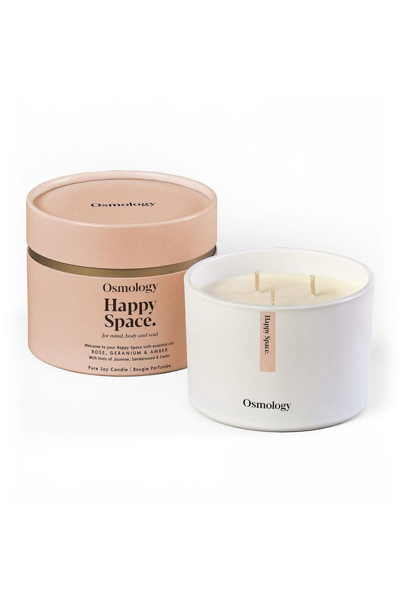 Happy Space Scented Triple Wick Candle, Main, color, white