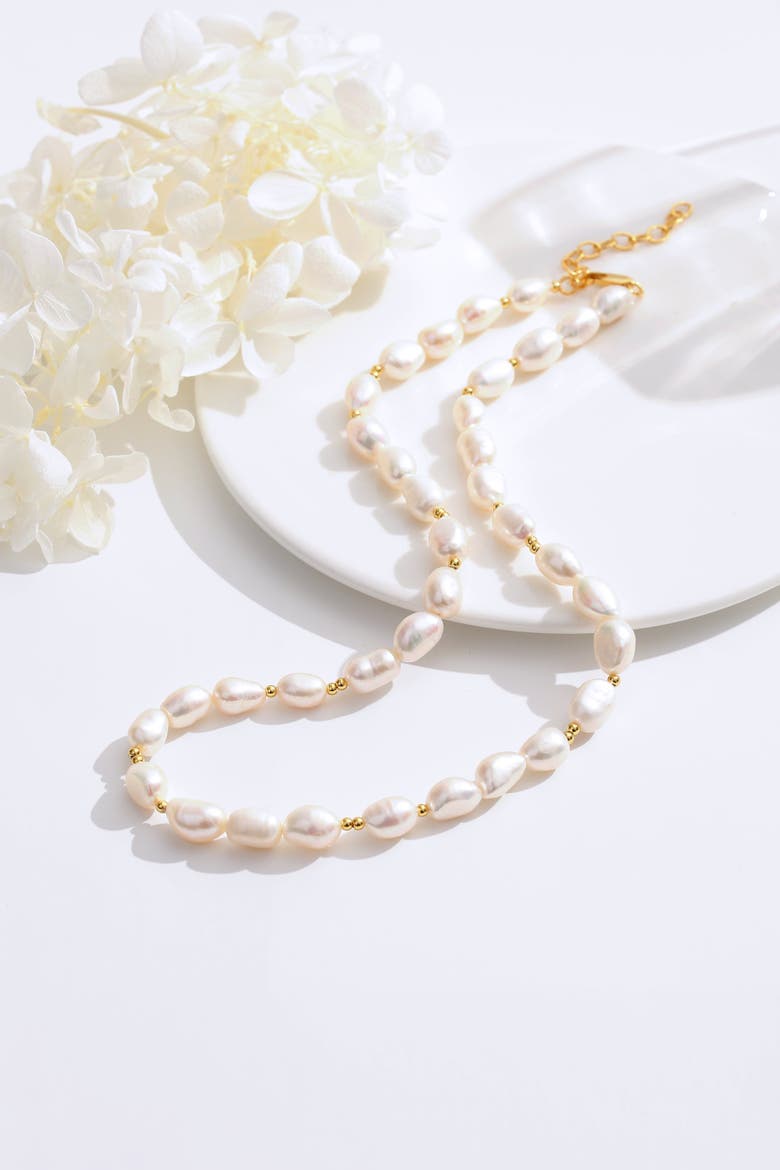 Mera Baroque Freshwater Pearl Beaded Necklace, Alternate, color, Gold