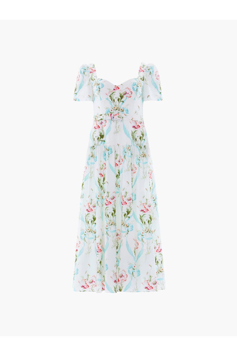 Floral Ribbon Ballerina Dress, Alternate, color, Optic White/Blue