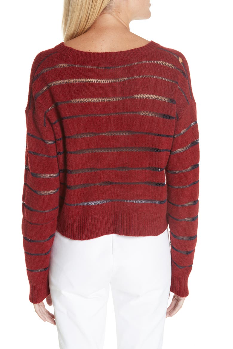 Penn Sheer Stripe Crop Sweater, Alternate, color, GREY/ WHITE