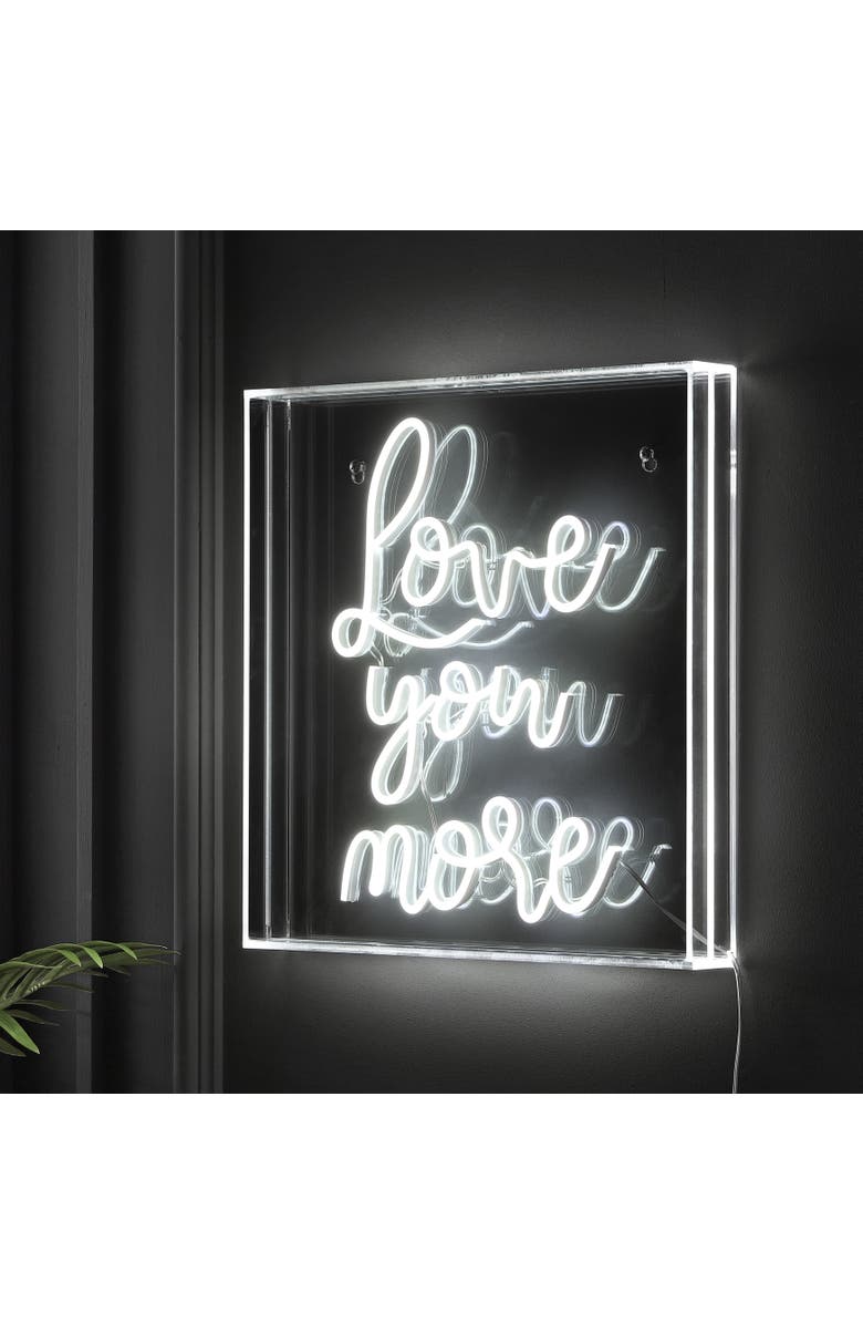 JONATHAN Y Love Square Contemporary Glam Acrylic Box USB Operated LED Neon Light, Alternate, color, White