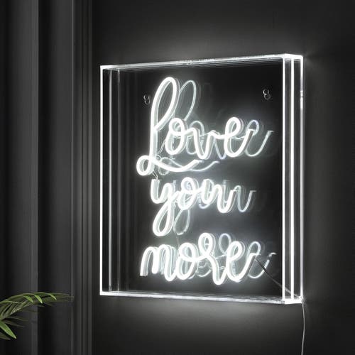 Jonathan Y Love You More 15" Square Contemporary Glam Acrylic Box Usb Operated Led Neon Light In White