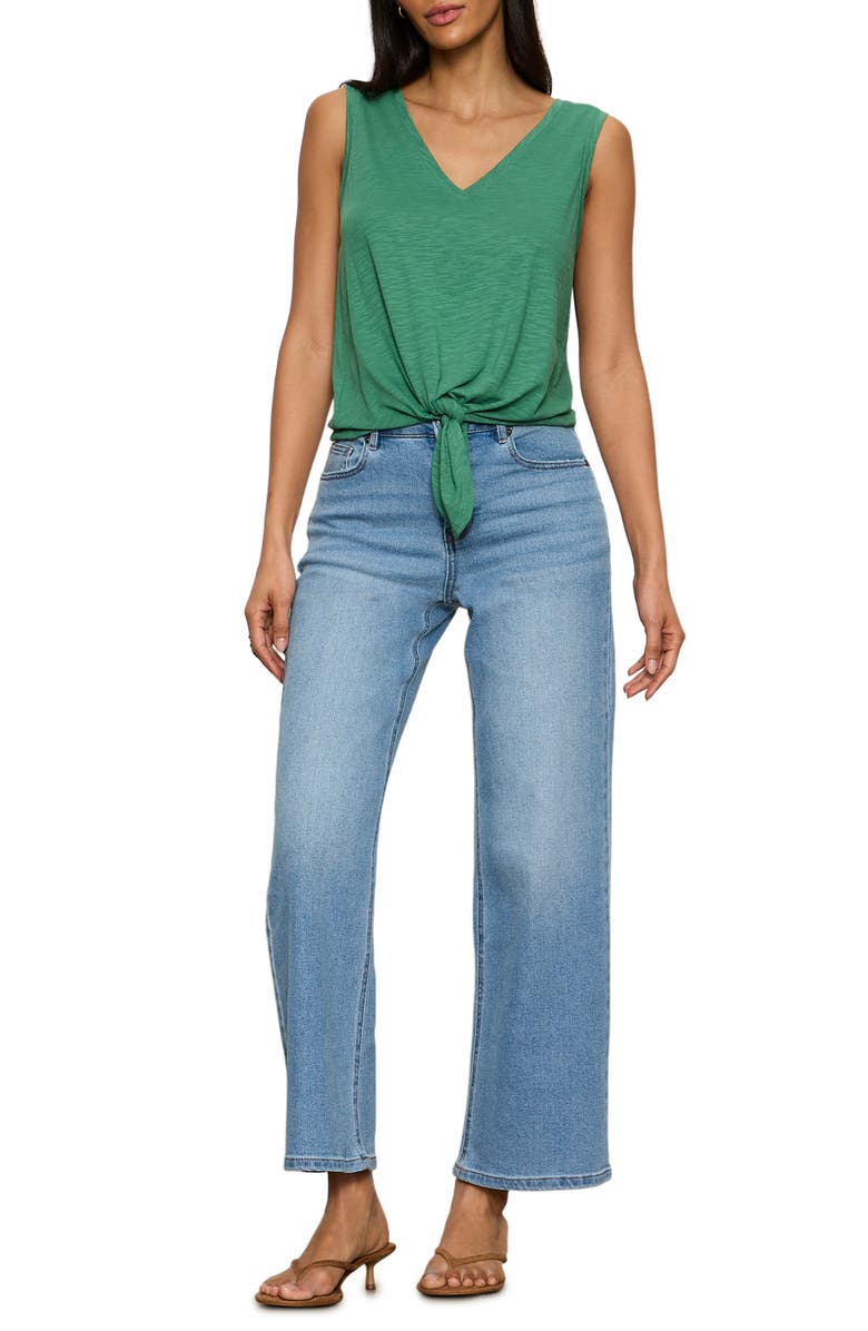 Sanctuary V-Neck Tie Hem Slub Tank, Alternate, color, Green Juice